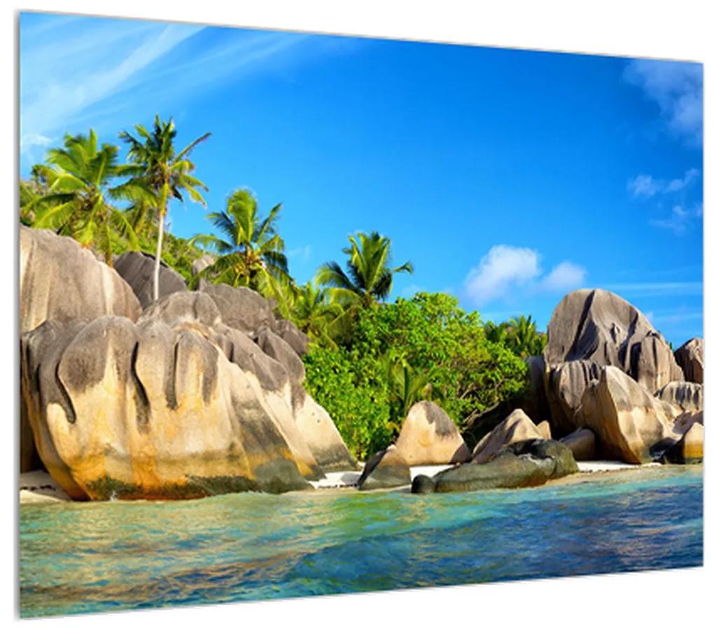 Tablou cu plaja de mare cu palmieri (70x50 cm), în 40 de alte dimensiuni noi