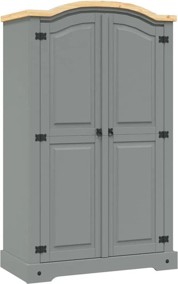vidaXL Șifonier, gri, lemn de pin mexican, 2 uși, gama Corona