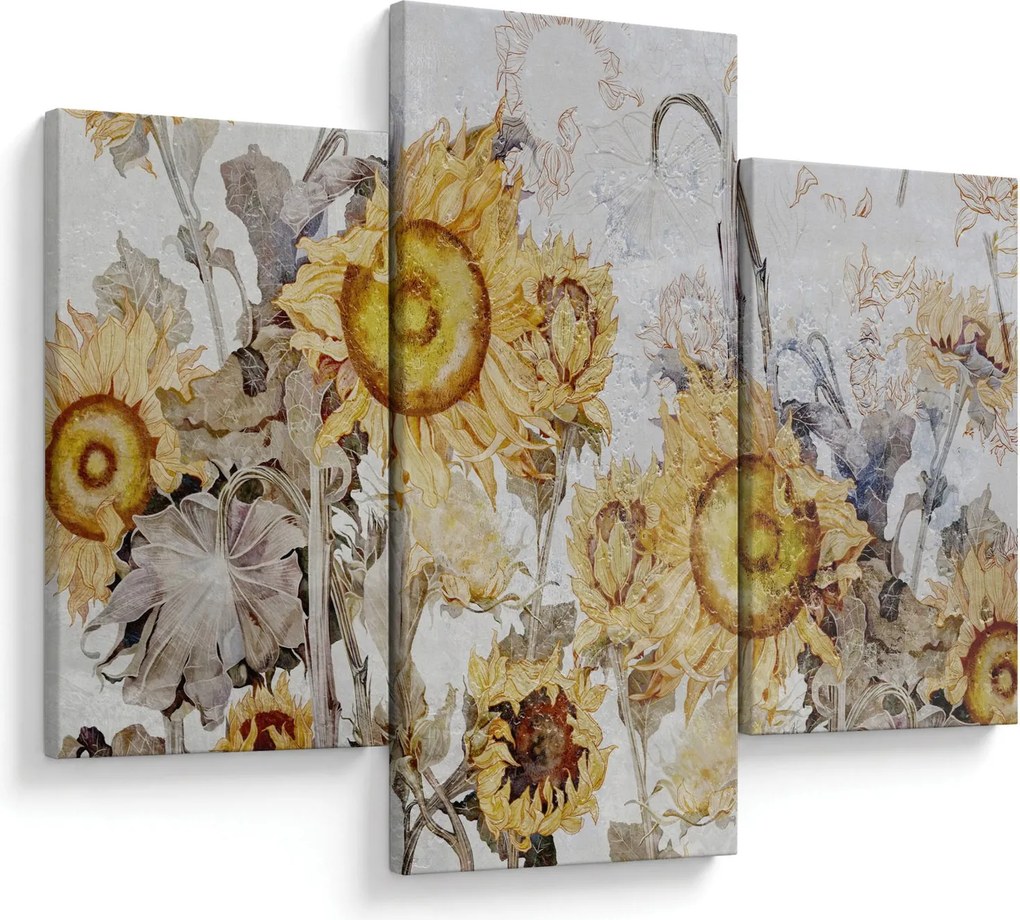 Tablou - Floarea-soarelui pe perete (90x60 cm)