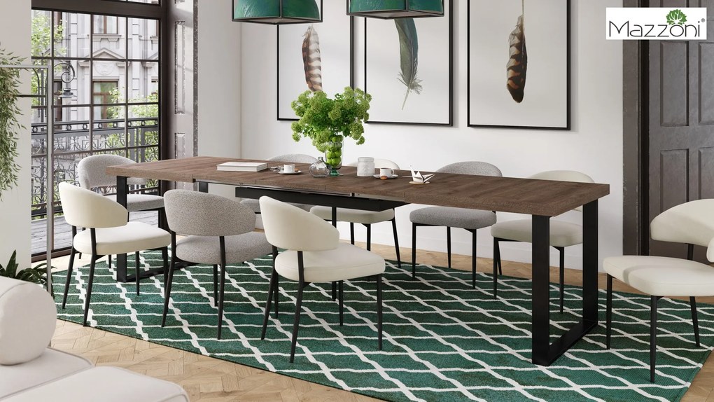 MAZZONI EXPORT IRIS Bej Latte (material Monza 60) - SCAUN MODERN TAPIȚAT BOUCLÉ PENTRU SALON/SUFRAGERIE LOFT