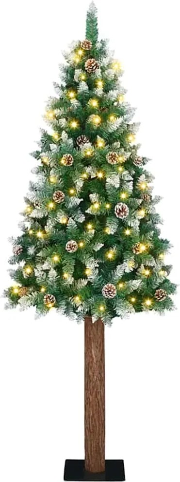 vidaXL Brad de Crăciun subțire Verde 180 cm PVC și lemn de PIN masiv