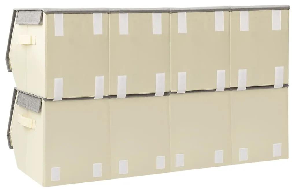 Set cutii depozitare stivuibile capac 8 buc. gricrem tesatura grey and cream, 19 x 36.5 x 25 cm, 1, 8, 8