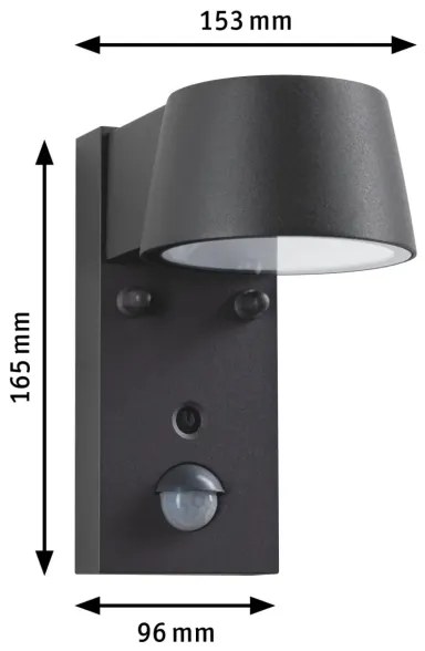 Aplică de exterior cu senzor Paulmann 94714 LED/6W IP44 CAPERA 230V