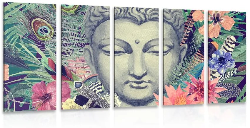 Tablou 5-piese Buddha pe fundalul exotic