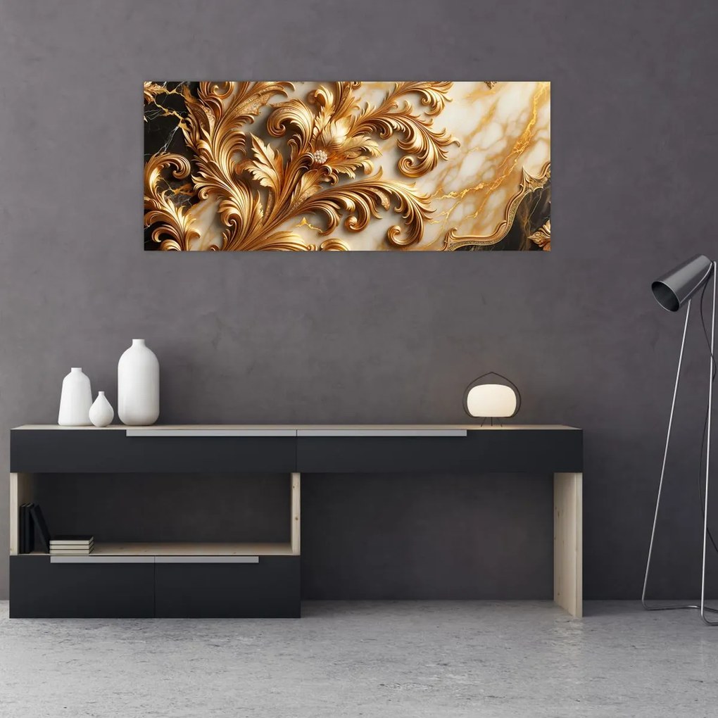Tablou - Marmură cu auriu (120x50 cm)