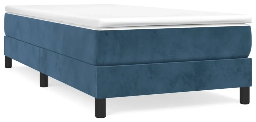 3144319 vidaXL Pat box spring cu saltea, albastru închis, 100x200 cm, catifea