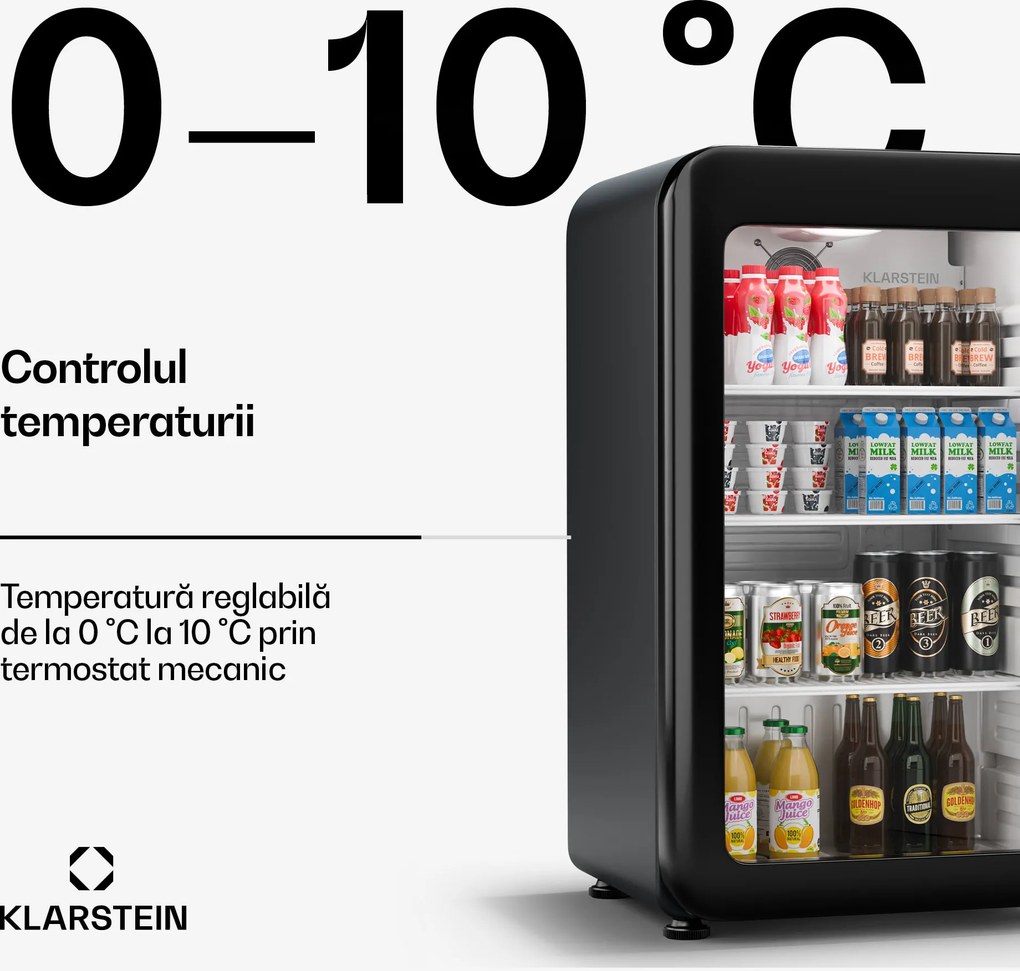 Klarstein Audrey Evo frigider pentru băuturi, Design retro, Uși din sticlă, 93 L, Clasa energetică C