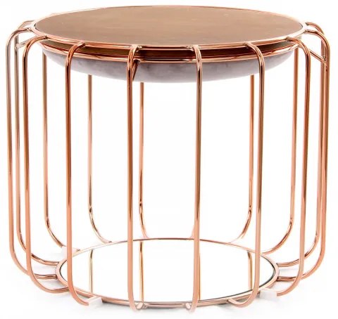 Taburet tapitat/masuta de cafea rotund/a Comfortable 50x50x45 cm gri deschis