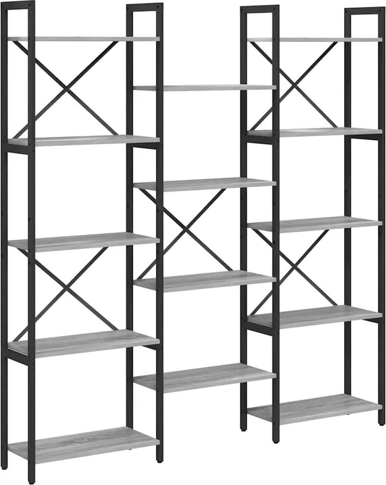 vidaXL Raft pentru cărți sonoma gri 156 x 25 x 167 cm Lemn compozit