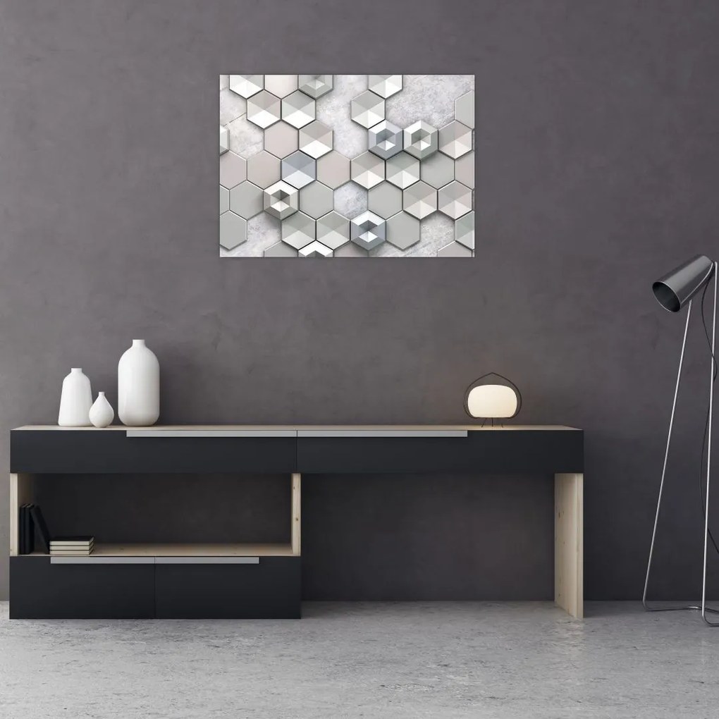 Tablou pe sticlă cu abstracție 3D (70x50 cm)