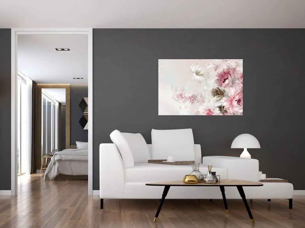 Tablou - Pictura flori roz (90x60 cm)