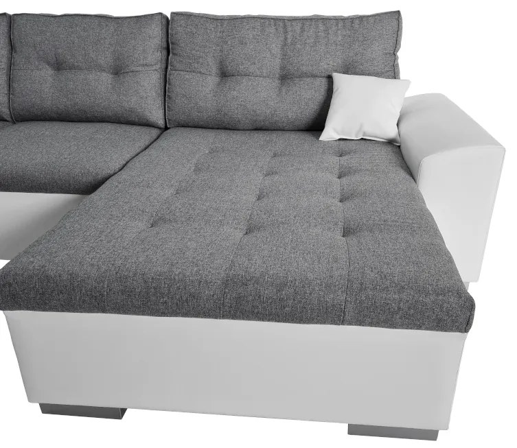 Supermobel Coltar in forma de U WITOS, 344x81x163, malmo 95 /piele ecologica alba, stânga