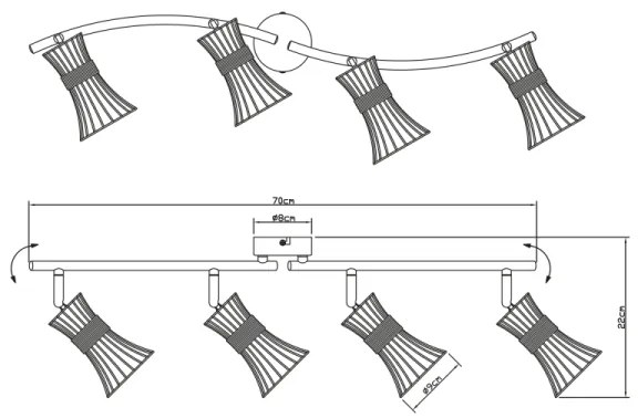 Globo 54814-4 - Lampă spot PURRA 4xE14/40W/230V