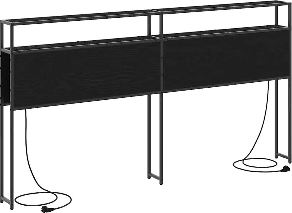 vidaXL Tăblie de depozitare cu raft Stejar negru 200 cm Lemn compozit