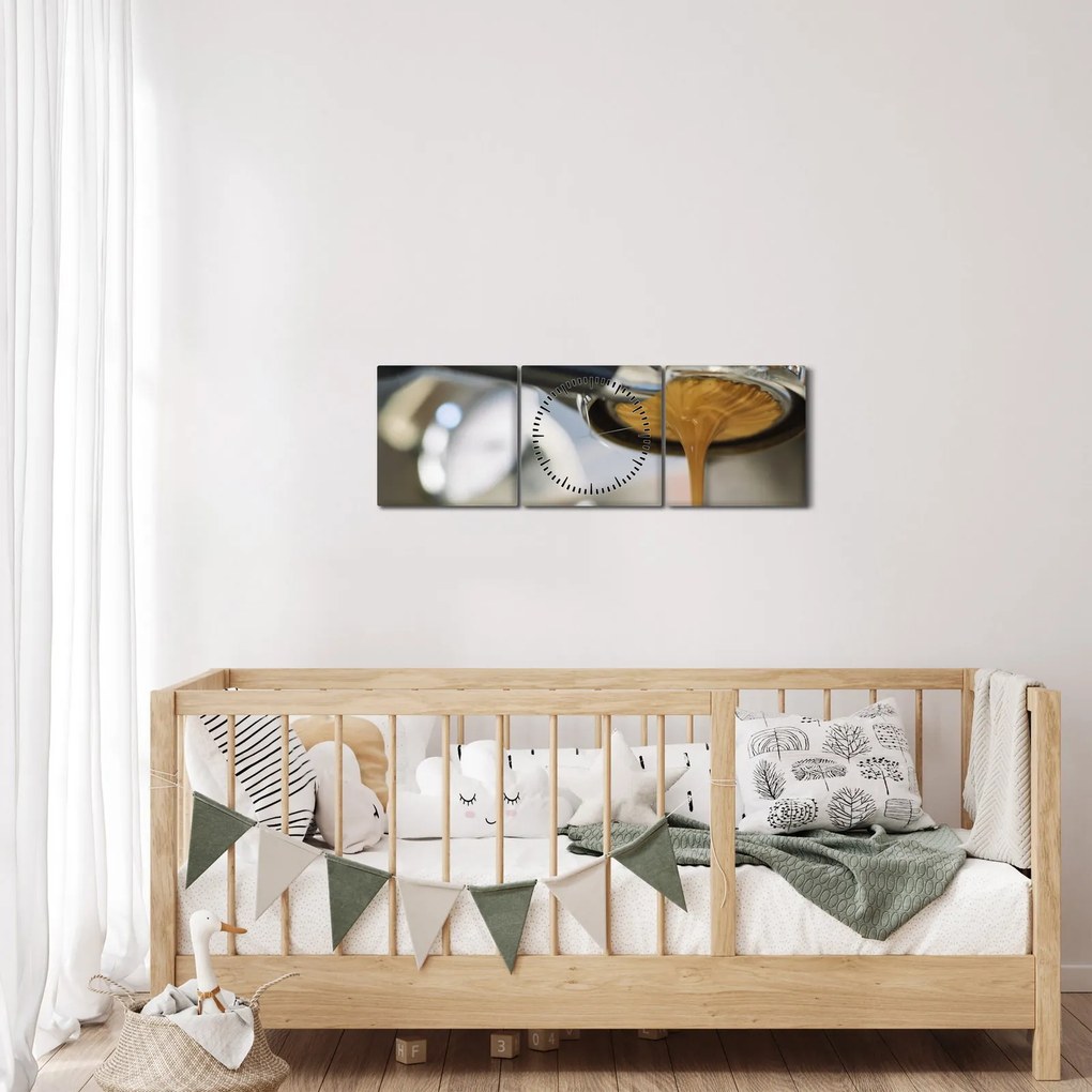 Tablou - espresso (cu ceas) (90x30 cm)
