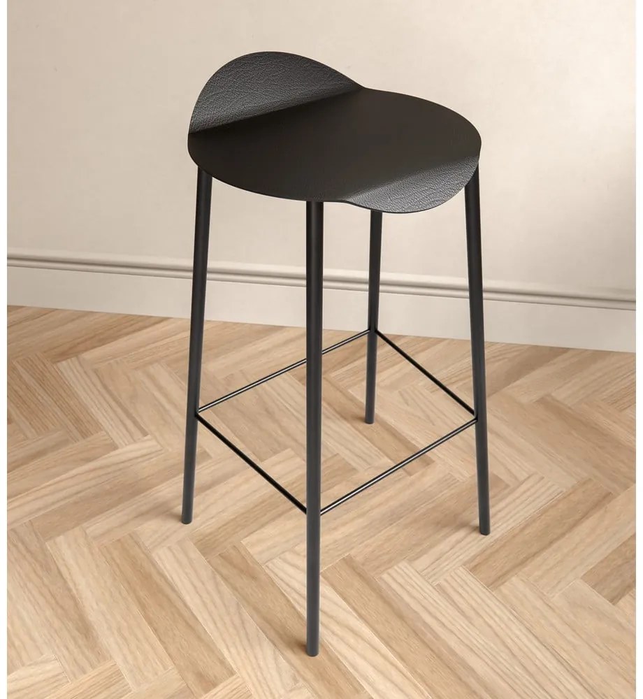 Scaun de bar negru din piele Flamingo Bull – LIND DNA