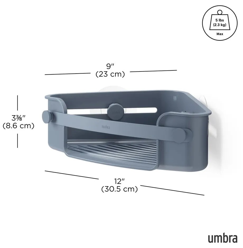 Raft pentru baie albastru autoadeziv/pentru colț din plastic reciclat Flex – Umbra