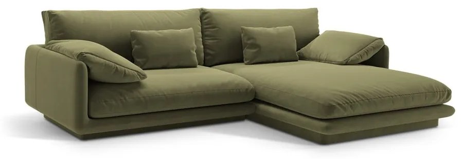 Colțar verde deschis cu tapițerie din catifea (cu colț pe partea dreaptă/cu șezlong) Torino – Micadoni