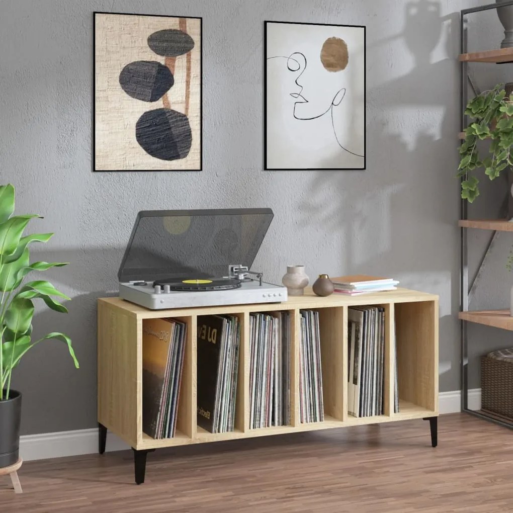 vidaXL Dulap pentru discuri stejar sonoma 100x38x48 cm, lemn prelucrat