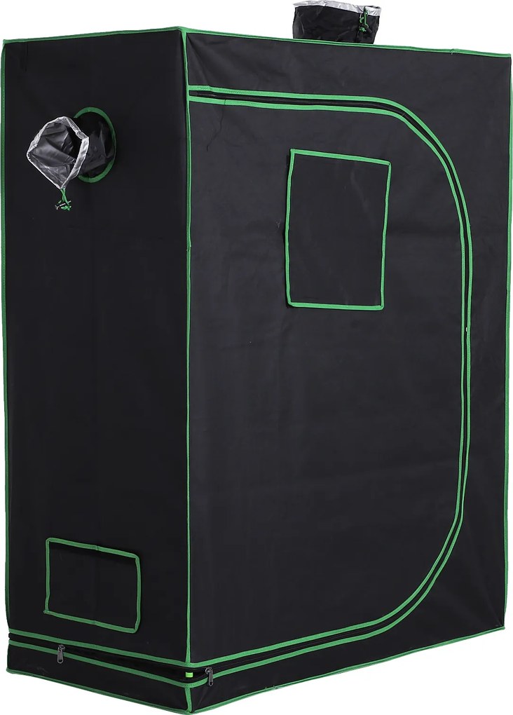 Outsunny Cort Hidroponic pentru Cultivare din Oxford 600D cu 3 Prize de Aer Reglabile și Fereastră, 120x60x150 cm, Negru | Aosom Romania