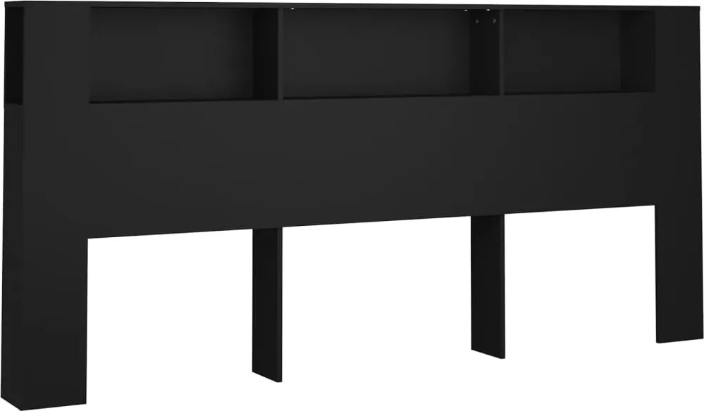 vidaXL Tăblie de pat cu dulap, negru, 220x18,5x104,5 cm