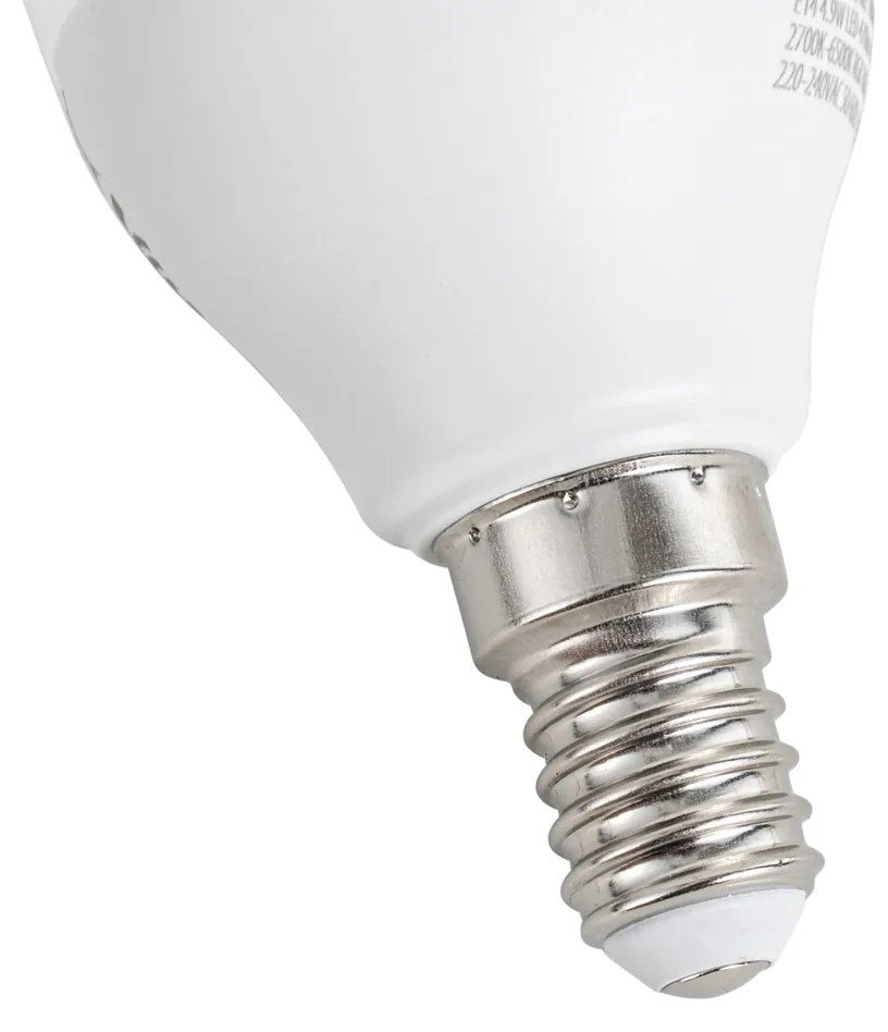 Bec inteligent E14 cu LED, reglabil, G45 Opal, 4,9 W, 470 lm, 2700-6500K