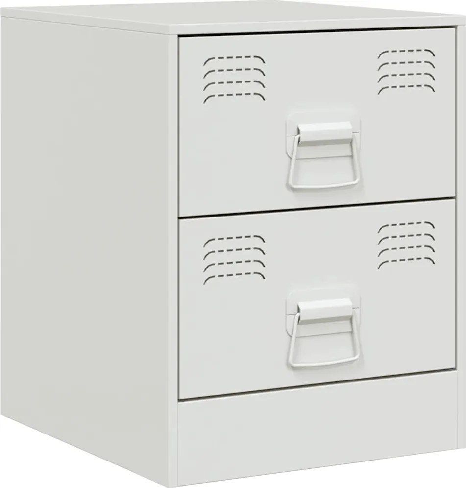 vidaXL Noptieră, alb, 34,5x39x44 cm, oțel