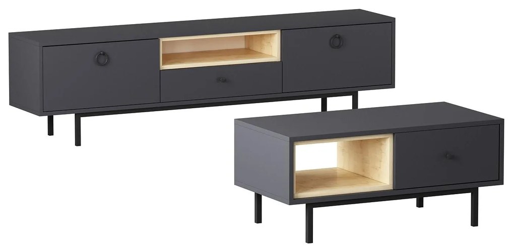 Mobilier living Norbie (antracit + Stejar zafir). 1088955