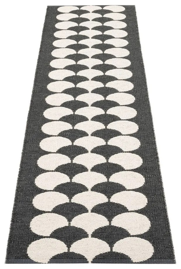 Covor tip traversă pentru interior și exterior negru/crem 70x250 cm Poppy Black Vanilla – Pappelina