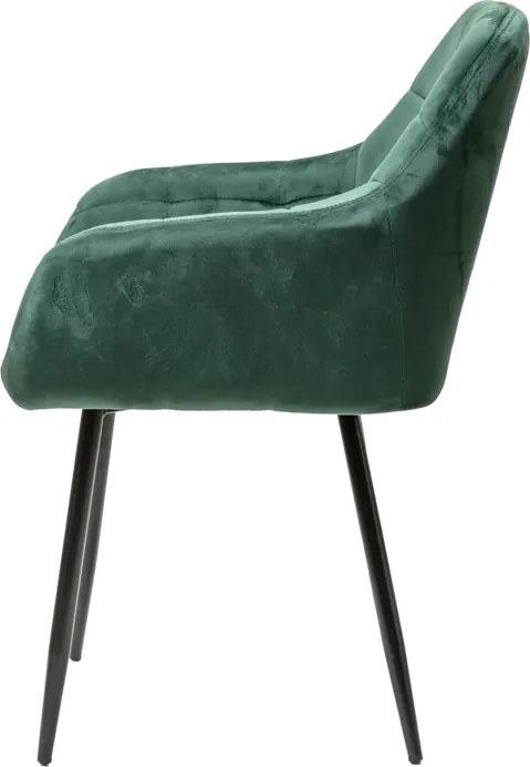 Fotoliu de sufragerie MARLEN VELVET verde inchis cu picioare negre