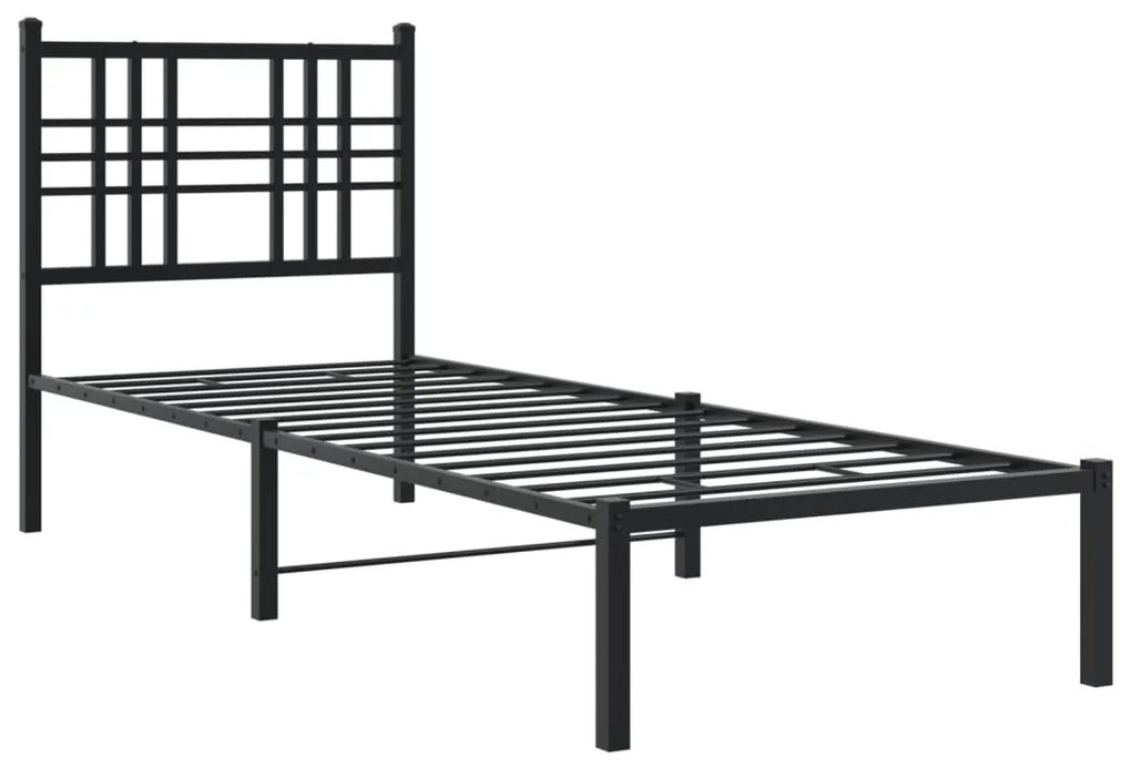 376315 vidaXL Cadru de pat metalic cu tăblie, negru, 80x200 cm
