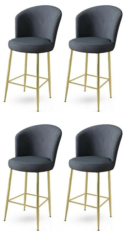 Set de scaune de bar Fora Anthracite și Auriu, 4buc., 4 buc