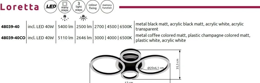 Plafoniera LED design circular LORETTA cafenie
