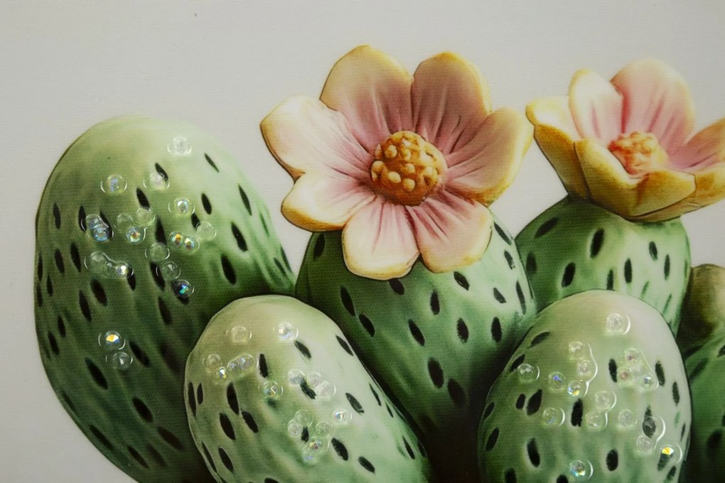 Mauro Ferretti Tablou Imprimat Pe Pânză Lacuită, Cu Ramă, Model ,,Borcan Cu Cactus" Înălțime 40 X Grosime 2,8 X Lățime 40 Cm | Aosom Romania