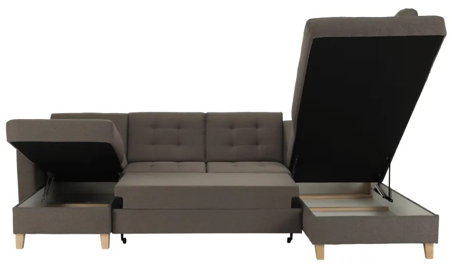 Colţar, material textil gri maroniu TAUPE, model stânga, BRIDGET