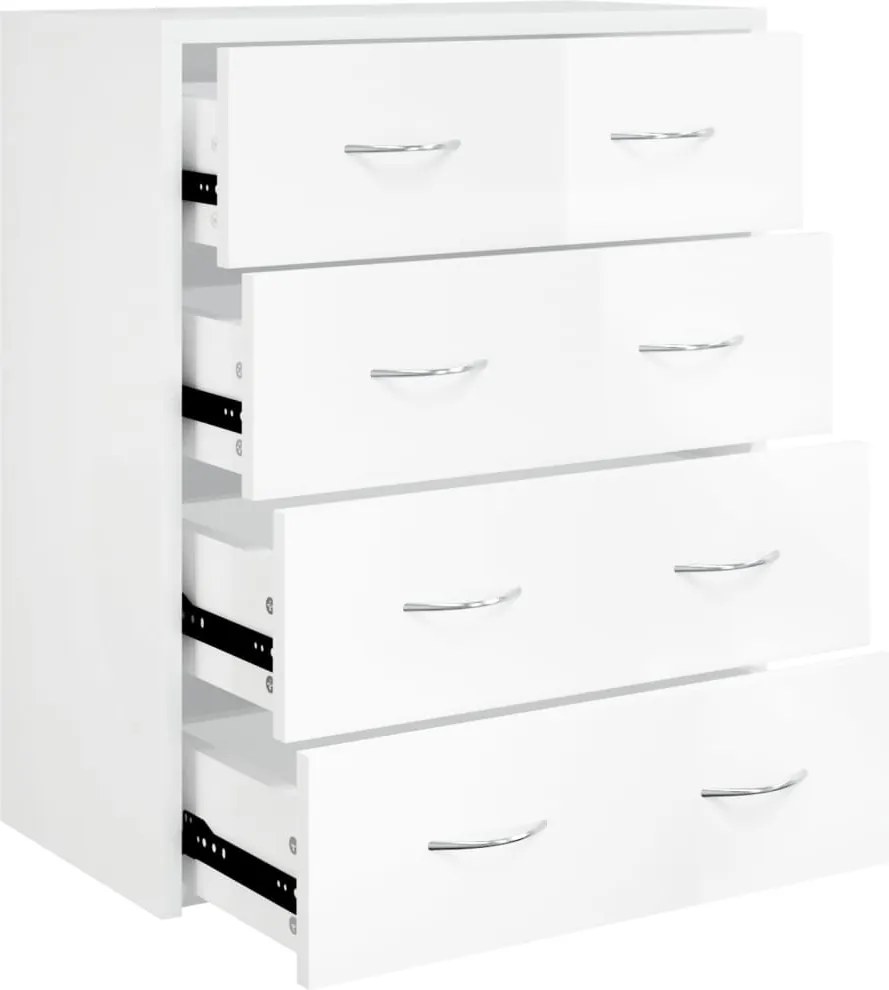 vidaXL Servantă cu 4 sertare, alb extralucios, 60x30,5x71 cm