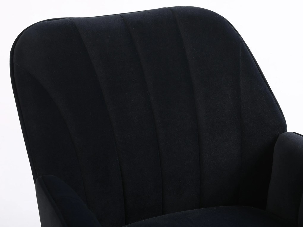 Set de 2 fotolii de living din catifea, Design ergonomic, Negru