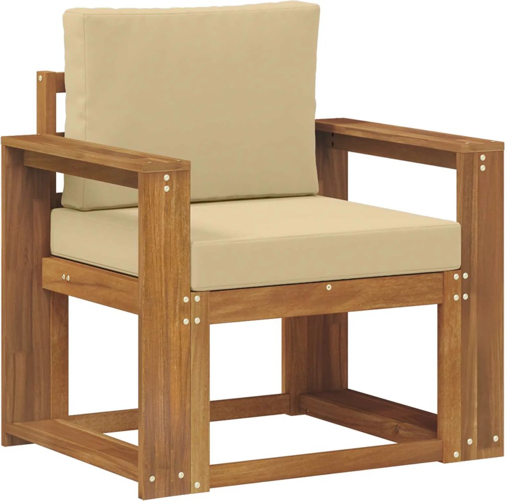 vidaXL Canapea de exterior Lemn de acacia solid și poliester natural