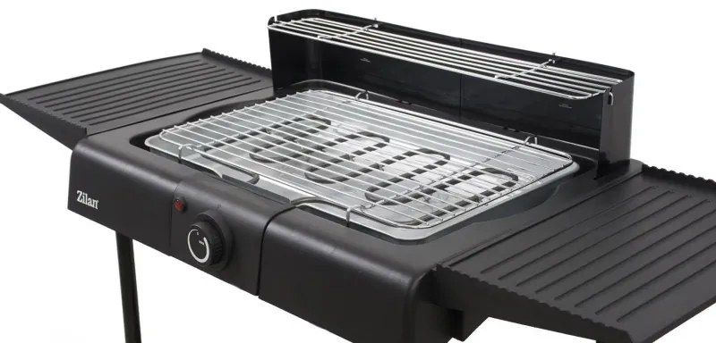 Gratar electric pe suport Zilan ZLN 3789, 2400W, 43x28 cm, Protectie vant, Reglarea gratarului, Negru