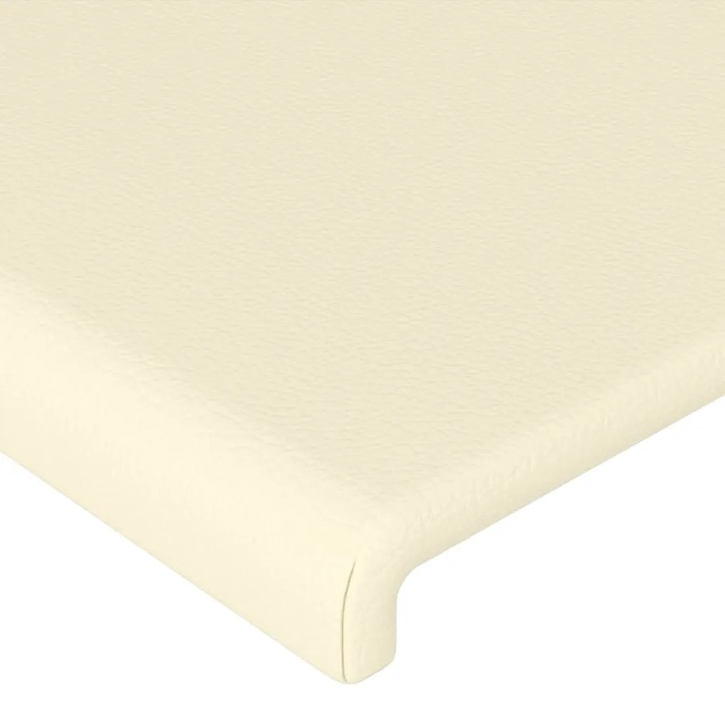 Cadru de pat cu tablie, crem, 140x200 cm, piele ecologica Crem, 140 x 200 cm, Design simplu