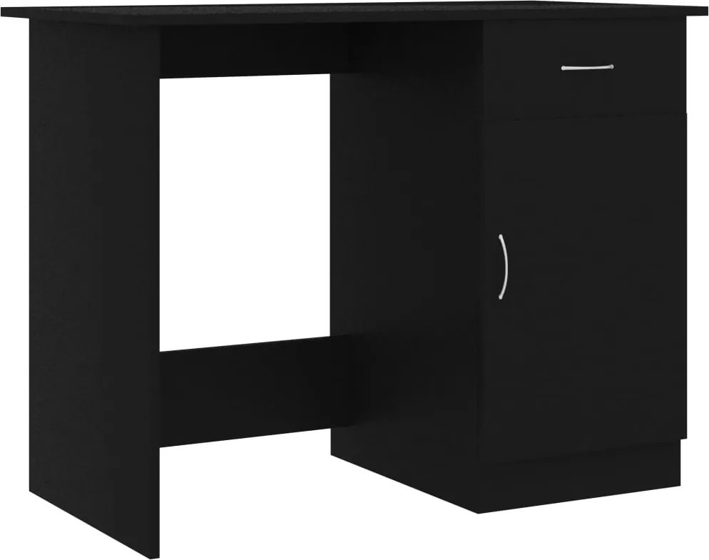 vidaXL Birou, negru, 100x50x76 cm, lemn prelucrat