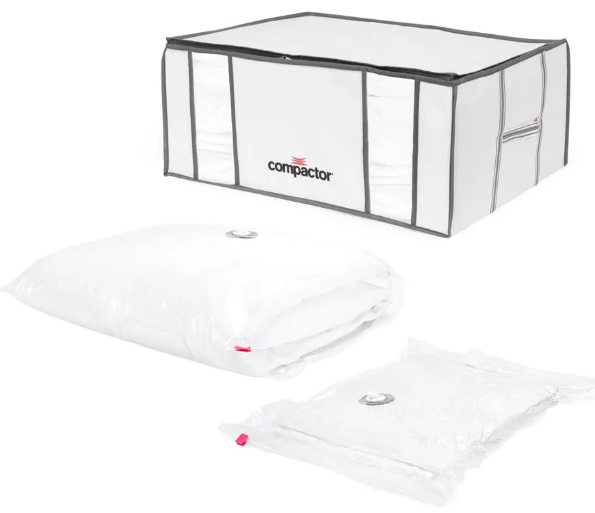 Cutie de depozitare pentru haine din material textil cu vacuum/cu pereți întăriți 65x45x26,5 cm Life – Compactor