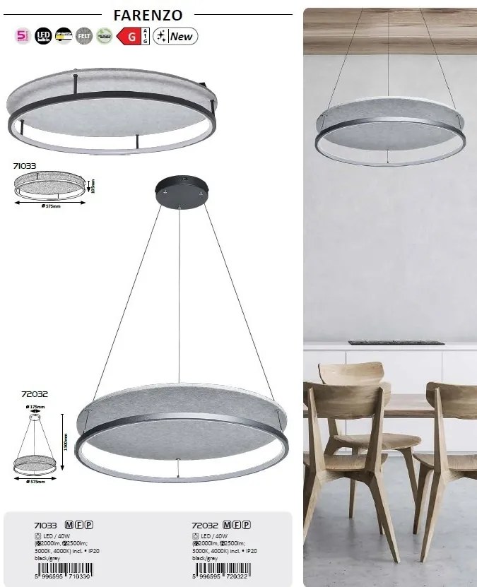 Lustra LED suspendata stil circular Farenzo