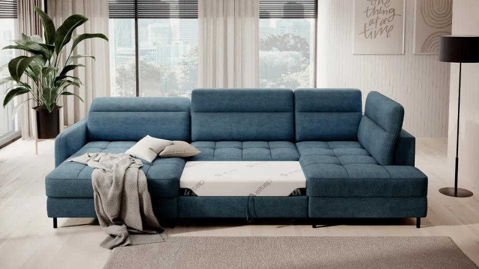 Canapea modulara, extensibila, cu spatiu pentru depozitare, 306x100x165 cm, Berrto L02, Eltap (Culoare: Albastru / Aubron 100)