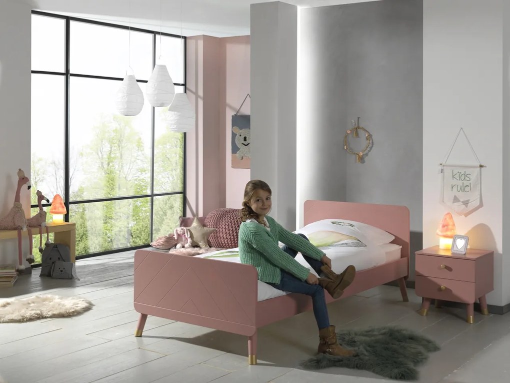 Set BILLY în roz (terra pink) format dintr-un Pat copii (90 x 200 cm) și o noptieră.