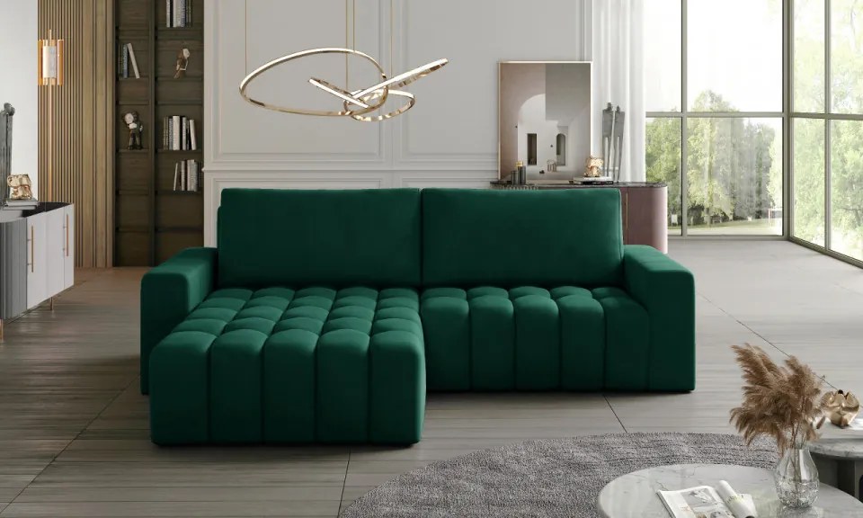 Coltar extensibil cu spatiu pentru depozitare, 250 x 175 x 92 cm, Bonett L2, Eltap (Culoare: Verde Inchis)