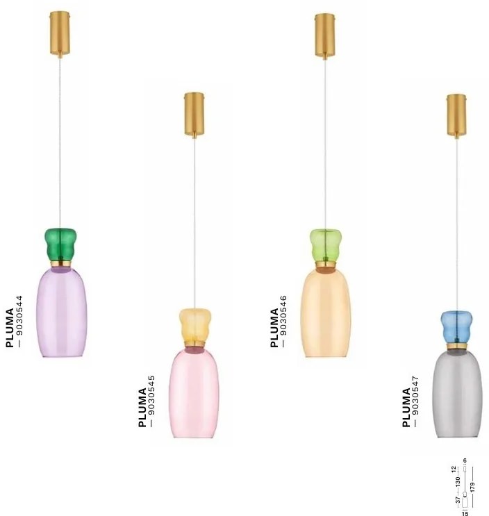 Pendul LED, Lustra design modern Pluma verde/ violet