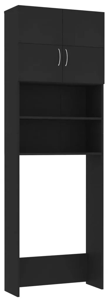 Dulap masina de spalat, negru, 64x25,5x190 cm, PAL Negru