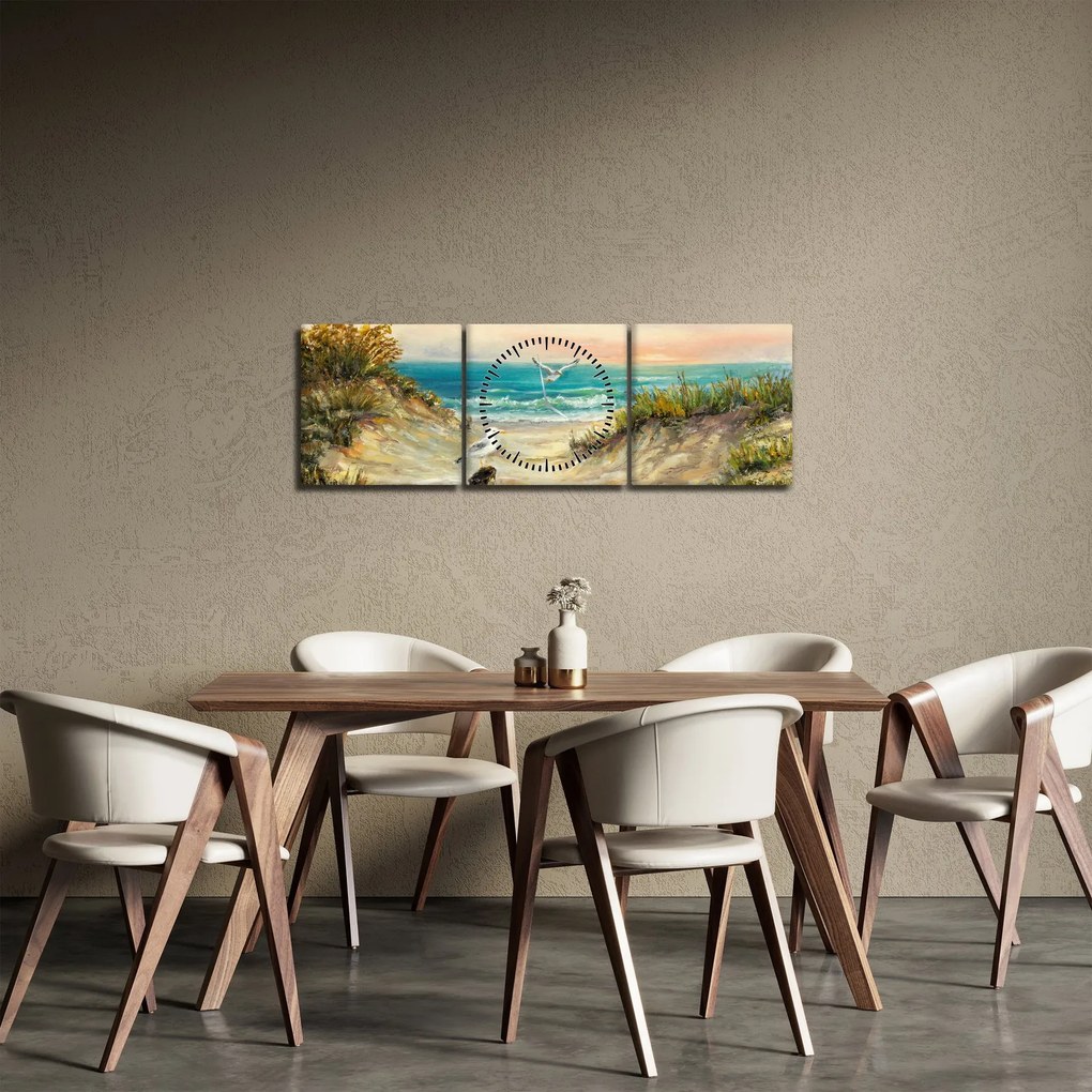 Tablou - Plaja cu nisip (cu ceas) (90x30 cm)