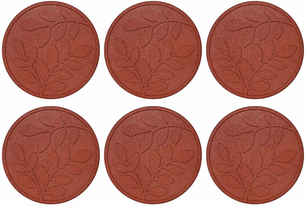 vidaXL Piatra de pași 6 pcs Roșu Ø 44 x 2 cm Cauciuc